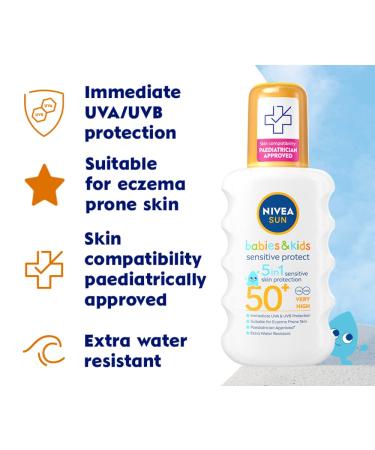 Nivea Kids Protect & Sensitive Sun Spray SPF 50+ 200ml - Buy Online on SooperMarket.com