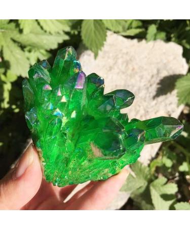 Home Decoration 100-120g Natural Crystal Green Angel Aura Quartz Cluster specimens Cured Titanium Coating Quartz Cluster Stones kaixun (Size : 70g) - Buy Online on SooperMarket.com