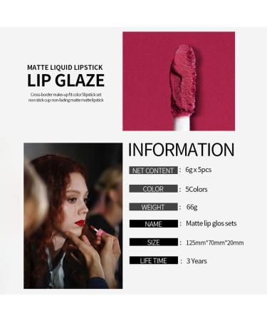Korean Lip Gloss Mini Lip Tint Stain Set - Long Lasting & High Pigment - 5 Colors - Moisturizing Velvet Lip Tint - Matte Liquid Lipstick - 2 Fl Oz - Buy Online on SooperMarket.com