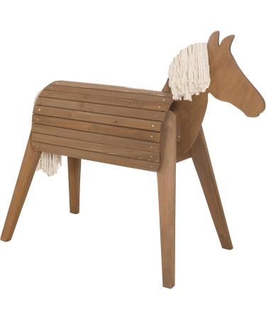 Roba Wooden Garden Horse - Vaulting Horse with Mane & Tail for Gymnastics & Riding - Solid Teak Construction - Buy Online on SooperMarket.com