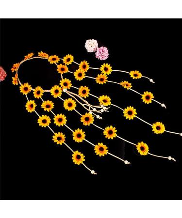 Boho Sunflower Flower Headband | Hippie Floral Crown Hairband for Women and Girls | Handmade Yellow Hair Accessories for Party, Cosplay, and Decoration - Buy Online on SooperMarket.com