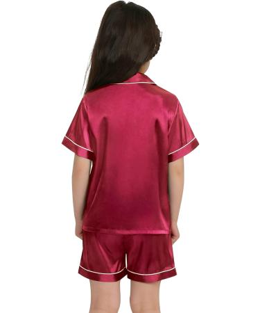 SWOMOG Kids Silk Pyjamas - Short Sleeve Satin PJs Set for Boys and Girls | Red | Ages 12-13 Years - Buy Online on SooperMarket.com