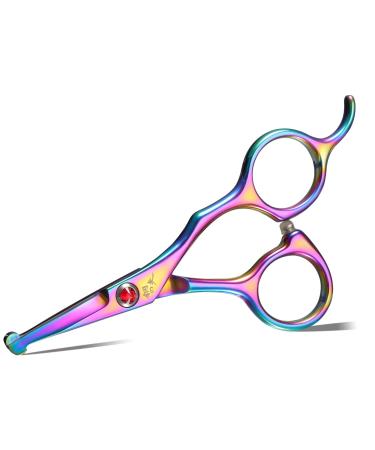DRGSKL Small dog care scissors Professional safe round point straight pet scissors for detail trim dog cat japanese stainless steel 440c rainbow rainbow-small