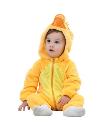 COOKY.D Baby Hooded Rompers Infant Winter Flannel Jumpsuit Pajamas 2-36 Months 24-30 Months Duck