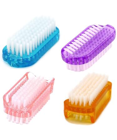 Cleaning Nail Brush Fingernail Scrub Brush Two Sided Hand Scrubbing Brushes Soft Stiff Bristles Nails Toes Scrubber For Men Women Kids,4 Pcs