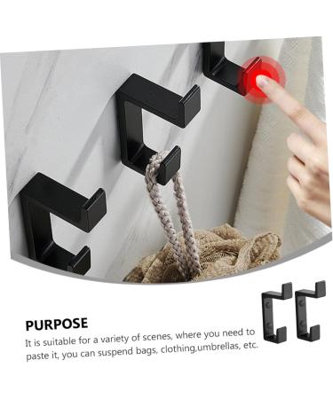 OSALADI 2pcs Up and Down Double Hook 2 Metal Clothes Home Storage Hook Towel Rack Double Fork 8.7x3cm Black - Buy Online on SooperMarket.com