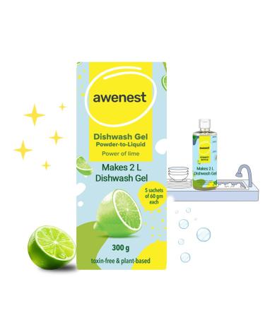 awenest No-Toxin Plant Based Powder-to-Liquid Dishwash | Makes 2 Liter Gel | No Paraben SLES Formalin | Natural Organic Biodegradable Eco-Friendly Herbal | Tough On Grease Leaves No Residue