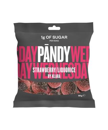 PANDY Candy STRAWBERRY LIQUORICE - Classic Liquorice with a bursting Strawberry Flavour Gummy Candies Bag Only 1g Sugar & 80 Calories 1x50g STRAWBERRY LIQUORICE 1x50g