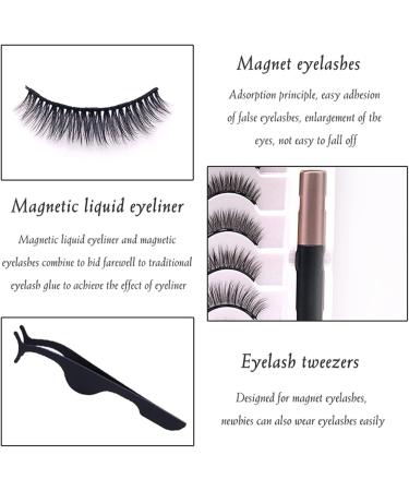 Magnetic Eyelashes natural look 2 Tubes of Black Magnetic Eyeliner and 7 Pairs 3D eyelashes magnetic Reusable False Eyelashes Magnetic Lashes Easy to Wear Waterproof-No Glue Needed 7 Pairs magnetic eyelashes - Buy Online on SooperMarket.com