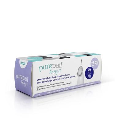 PurePail Hang It Odor-Trapping Diaper Disposal Bags 25 Bags Lavender Scent Holds up to 500 Newborn Diapers Traps and Neutralizes Odors with a Light Lavender Scent Fits PurePail Hang It Refill Bags