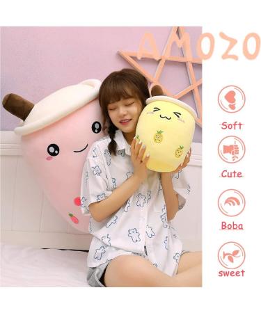 AMOZO Cute Cartoon Boba Milk Tea Plushie Pillow - Giant Bubble Tea Stuffed Doll - Yellow 50cm - Buy Online on SooperMarket.com