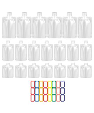 TSHAOUN 20 Pcs Portable Travel Toiletry Containers 30ml & 50ml & 100ml Transparent Refillable Empty Squeeze Fluid Packing Bags for Shampoo/Body wash/Lotion/Hand soap/Sauce/Drinks (20 Pcs)