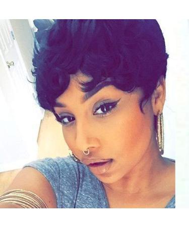 Flandi Short Pixie Curly Wigs for Black Women - Natural Black Synthetic Hair 1B# - Buy Online on SooperMarket.com