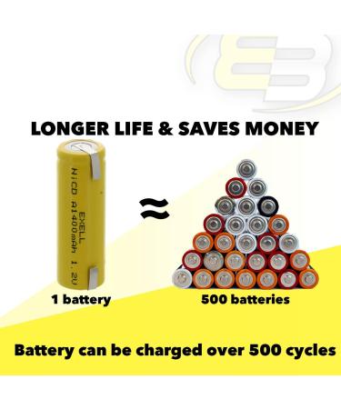 Buy 10x Exell A Size 1.2V 1400mAh NiCD Rechargeable Batteries - Ideal for Meters Radios & Hybrid Vehicles | Fast International Shipping - Buy Online on SooperMarket.com