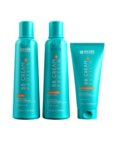 Rich e Professional | Liso BB Cream Home Care Kit | Discipline And Extra Shine To The Hair | (2x) 250ml / 8.4 fl.oz. + (1x) 150gr / 5.3 oz.