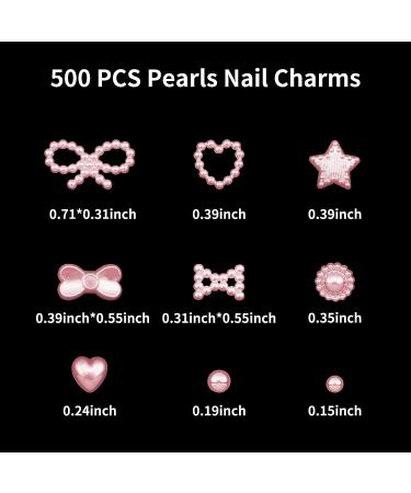 Vorey 500Pcs 3D Pink Multi Shapes Pearls Nail Charms - Nail Art DIY Crafts and Jewelry Accessories - Buy Online on SooperMarket.com