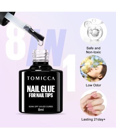 TOMICCA Soft Gel Nail Tips and Glue Kit | Easy DIY Nail Art Set with Almond Nail Tips, Gel Glue, Top Coat, and UV LED Lamp - Pink - Buy Online on SooperMarket.com