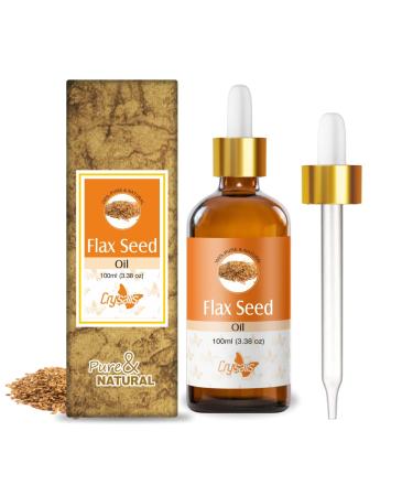 Crysalis Flax Seed (Linum Usitatissimum) |Pure & Natural Undiluted Carrier Oil Organic Standard/Cold Pressed Oil For Glowing Skin 100ml with dropper