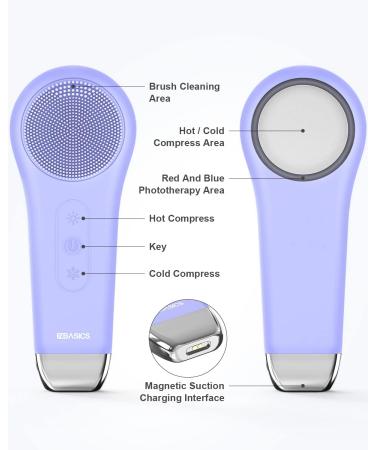 EZBASICS Rechargeable Facial Cleansing Brush - Waterproof Silicone Face Scrubber for Men & Women - Electric Exfoliating Brush for Cleansing and Exfoliating - Violet - Buy Online on SooperMarket.com