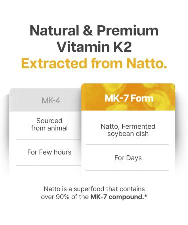 Just Glow Vitamin High-Potency K2 + D3 Supplement - 120mcg (MK-7) / 1000 IU - 180 Capsules - Helps Support Bones Teeth and Immune Function - Made In Canada - Buy Online on SooperMarket.com