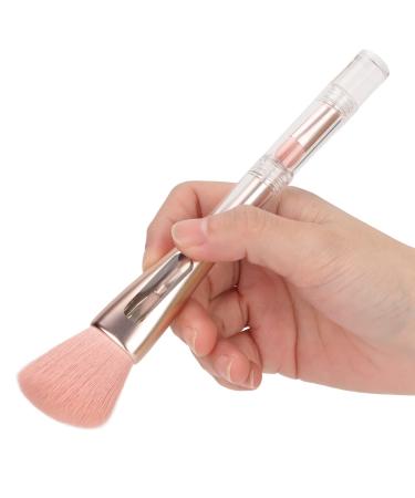 Portable 4 in 1 Makeup Brush Simple Elegant Cosmetic Brush with Transparent Handle Practical Beauty Brush with Fluffy Brush Head Eyeshadow Blush Blending Brush for Home Travel (Gold)