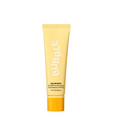 Bubble Skincare Solar Mate Mineral Face Sunscreen Broad Spectrum SPF 40 - Zinc Oxide Sunscreen with Blue Light Protection & Ginseng Extract - Sheer Lightweight Coverage With No White Cast (50ml)