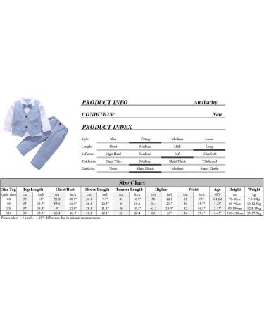 AmzBarley Baby Boys Gentleman Outfit Suit | Dress Shirt Pants Vest Bowtie Tuxedo Rompers | Blue | 1-2 Years - Buy Online on SooperMarket.com