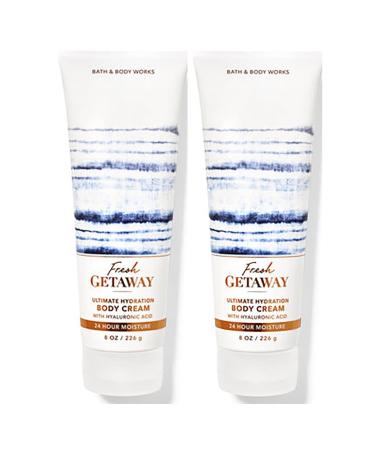 Bath and Body Works Fresh Getaway Body Cream Ultimate Hydration Gift Set For Women 2 Pack 8 Oz. (Fresh Getaway)