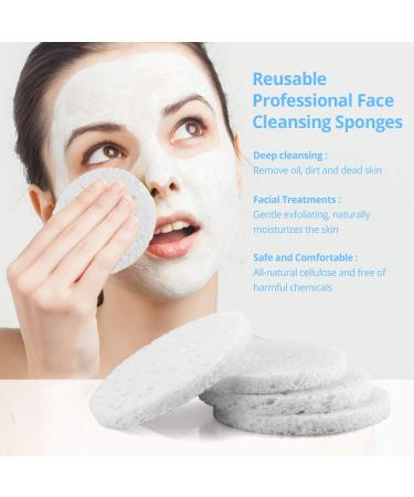20 Count Natural Facial Cleansing Sponges for Professional Makeup Removal and Spa Facials - Reusable Cellulose Soft Cosmetic Sponges for Exfoliation and Skin Massage - Buy Online on SooperMarket.com