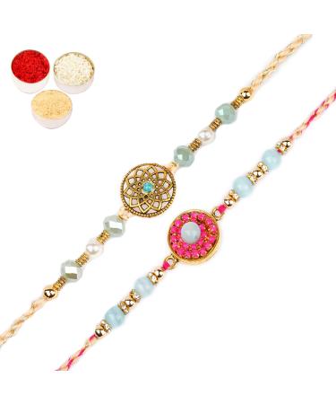 Ghasitaram Gifts Rakhi for Brother Rakhis Online - Set of 2 Rm- 643 and Rm- 654 Premium Rakhis