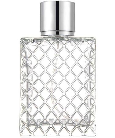 100ml Empty Perfume Bottle with Atomizer Pump - Square Clear Glass Silver Cap | Ideal for Self-Filling Fragrance - Buy Online on SooperMarket.com