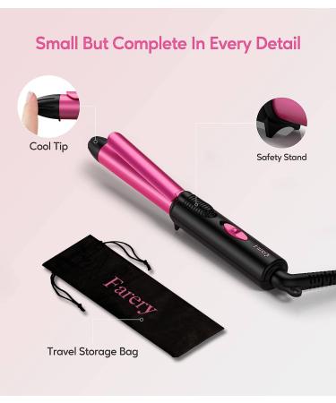 Mini 3/4 Inch Ceramic Hair Curler for Short Hair - Dual Voltage Travel Size Curling Iron with Storage Bag - Buy Online on SooperMarket.com