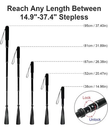 TriPro Long Handle Shoe Horn - Adjustable Telescopic Metal Shoe Horn for Seniors, Men, Women, Kids - Aluminum Alloy, Portable Design - Buy Online on SooperMarket.com