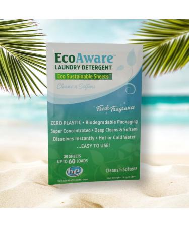 Deep Clean Laundry Detergents 30 Sheets and upto 60 Loads. Ecofriendly liquid free and compact laundry detergent. (Fresh Fragrance)