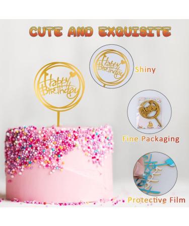 10-Pack Gold Acrylic Happy Birthday Cake Toppers - 4x6 inch - Birthday Cake Supplies - Buy Online on SooperMarket.com