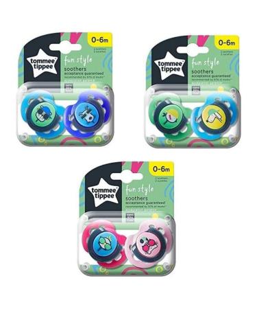 Tommee Tippee Orthodontic Pacifiers 0-6 Months Assorted Designs Random Selection Pack of 2