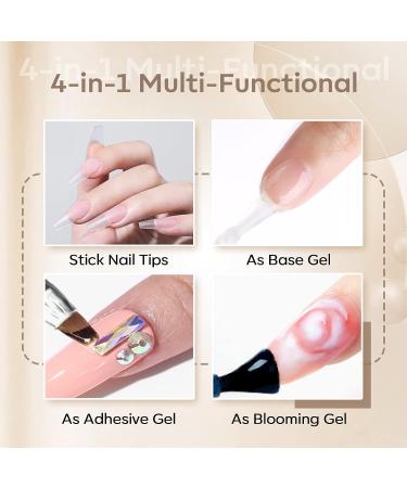 Modelones 4 in 1 Nail Glue Set | Brush On Gel | Rhinestone False Nails Base Gel | Nail Art Kit for Acrylic Nails | UV Lamp Needed | 15ml - 2PCS - Buy Online on SooperMarket.com