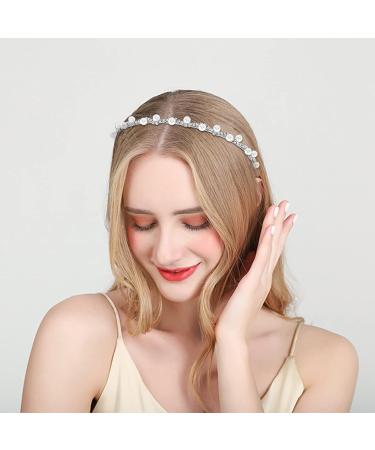 2 Pcs Pearl Rhinestone Headbands - Bridal Hair Hoop for Elegant Women and Girls - Buy Online on SooperMarket.com