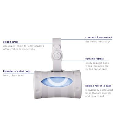 Ubbi Retractable On-the-Go Bag Dispenser - Lavender Scented Gray | Essential Baby Travel Accessory & Gift - Buy Online on SooperMarket.com
