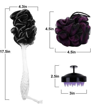 MAVGV Scalp Massager Shampoo Brush Loofah Set with Long Handle Back Brush and Bath Loofahs - Buy Online on SooperMarket.com