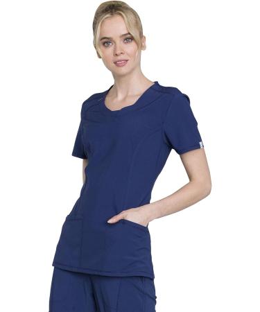 Cherokee Workwear Women's Infinity Crew Neck Scrubs Shirt - Large Navy - Buy Online on SooperMarket.com