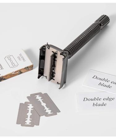 DreamGenius Long Handle Double Edge Safety Razor Set with Butterfly Open Design - Perfect for Men & Women - Includes 10 Stainless Steel Blades - Buy Online on SooperMarket.com