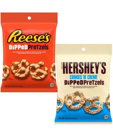 Chocolate Pretzels Bundle With Reese's Dipped Pretzels 120g & Hershey's Cookies 'N' Creme Dipped Pretzels 120g (2 Pack)