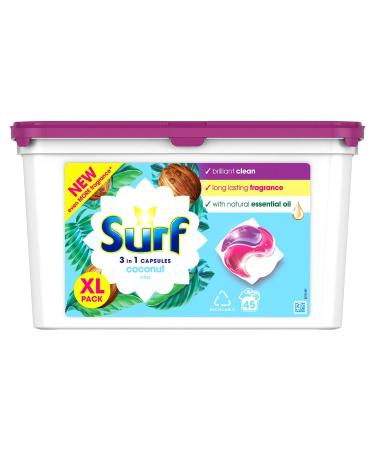 Surf Washing Capsules Coconut Bliss 3 in 1 Capsules 45 Washes Coconut 45 Count (Pack of 1)