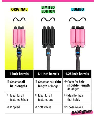Beauty Babe Waves 3 Barrel Curling Iron Hair Waver 1.25 Inch - Pink Jumbo Ceramic Wand for Perfect Beach Waves - Buy Online on SooperMarket.com