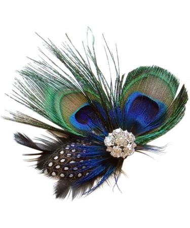 Peacock Hair Clip Natural Fascinator Barrette with Sparking Rhinestone  - Buy Online on SooperMarket.com