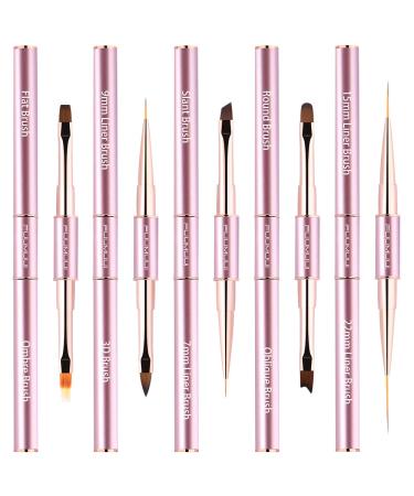 Nail Art Brushes Set Double-Ended Nail Art Tools with Nail Extension Gel Brush Builder Gel Brush Nail Art Liner Brush and 3D Nail Art Decorations Brush for Salon at Home DIY Manicure Set of 5Pcs Purple