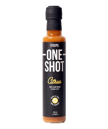 Steeps One Shot | 250 ml | Citrus Infused Organic Fire Cider | Apple Cider Vinegar with Oranges Lemons Turmeric & Ginger | 25 Health Drink Shots