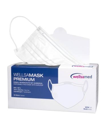 Wellsamed Wellsamask 50 pieces medical face mask Type IIR with elastic band single colour (white) White 1 piece (pack of 50)