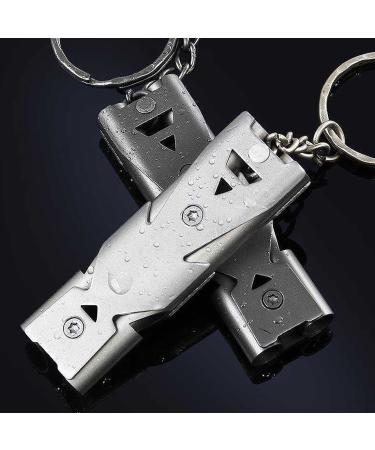 Zeaybsr 2-Piece Stainless Steel Emergency Pipe 150dB Outdoor Survival Keychain for Camping & Hiking (Black & Gray) - Buy Online on SooperMarket.com